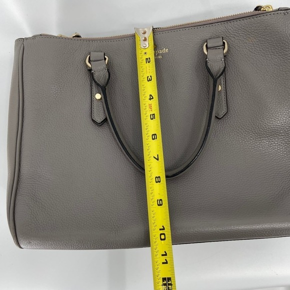 Kate Spade Tote Leighann Mulberry Street Leather Triple Compartment Handbag Gray - Picture 15 of 16